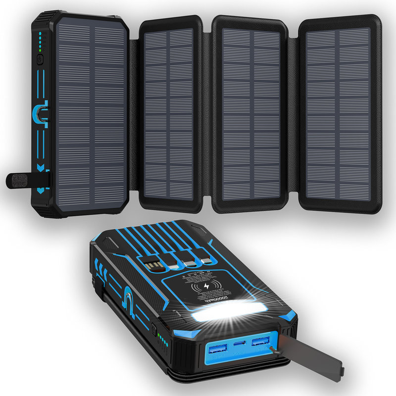 Solar Power Bank, 20000mAh, 15W Wireless, 3-Fold Solar Panel SL-905
