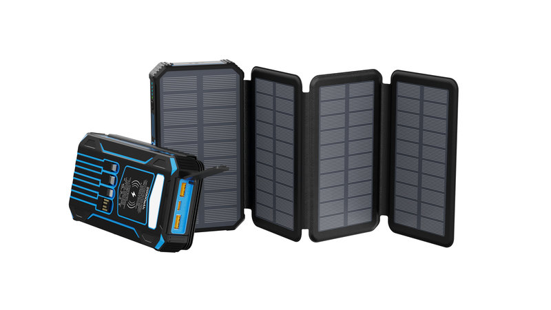Solar Power Bank, 20000mAh, 15W Wireless, 3-Fold Solar Panel SL-905