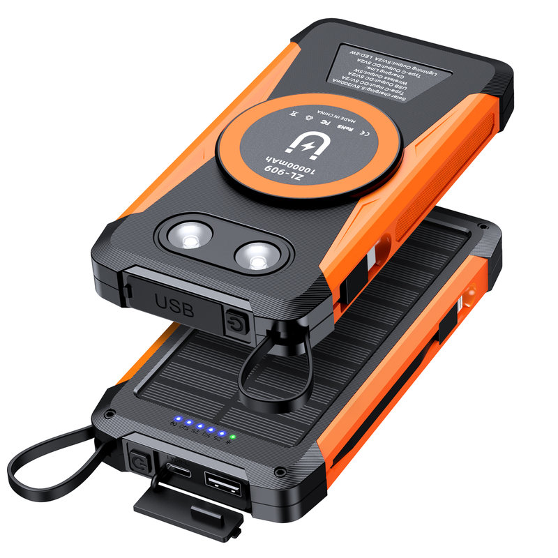 Solar Power Bank, 10000mAh, 15W Magnetic Wireless, 22mm Slim SL-909