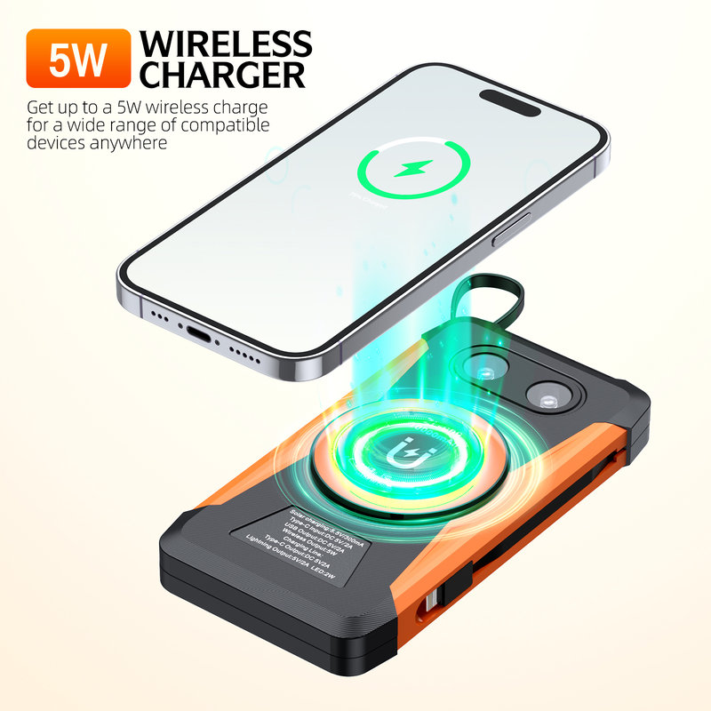 Solar Power Bank, 10000mAh, 15W Magnetic Wireless, 22mm Slim SL-909