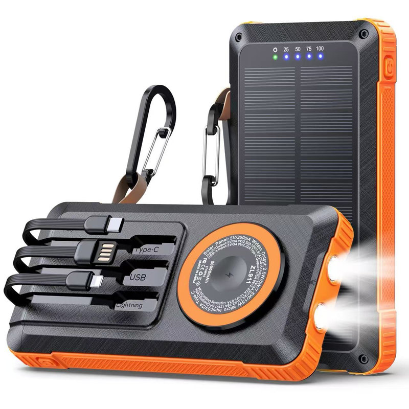 Solar Power Bank, 20000mAh, 15W Wireless, Watch & Earbuds Charging SL-911