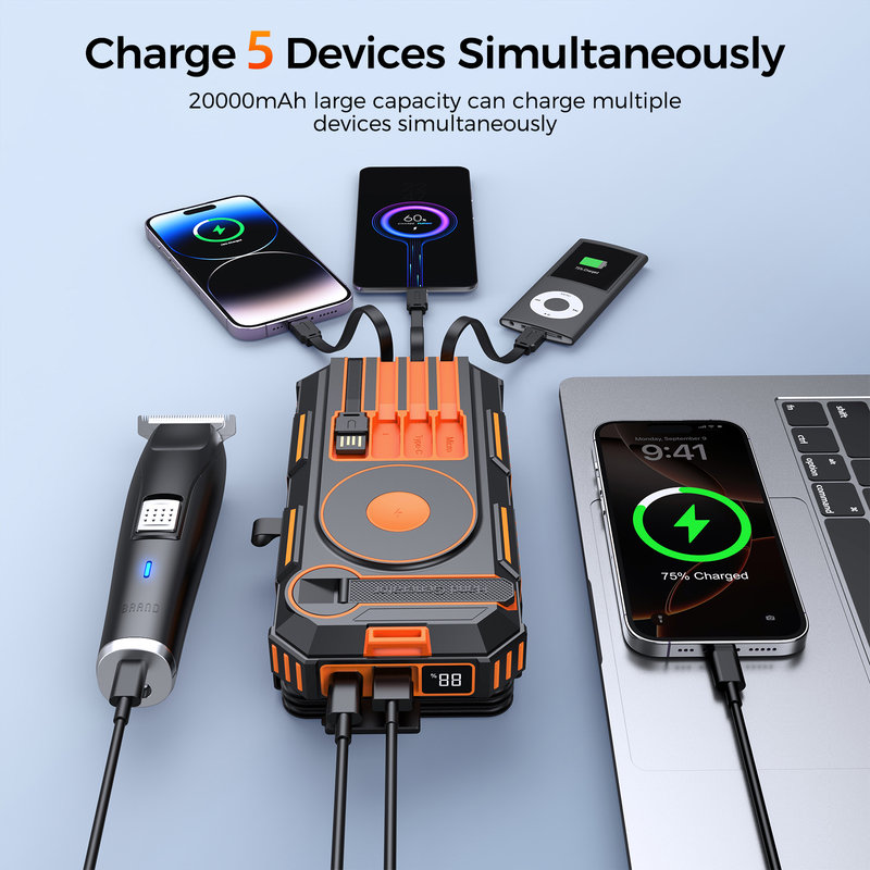 Solar Power Bank, 20000mAh, Hand Crank, 6W Solar Panel SL-916