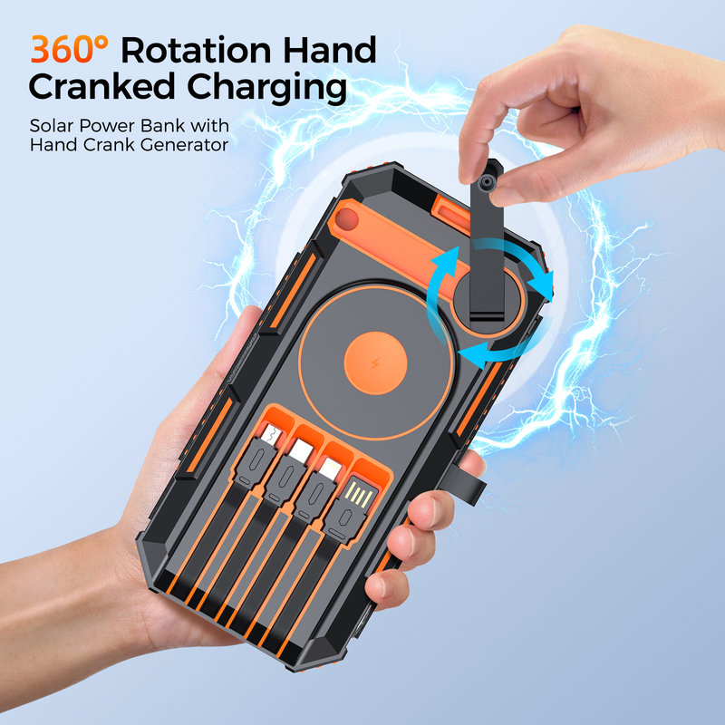 Solar Power Bank, 20000mAh, Hand Crank, 6W Solar Panel SL-916