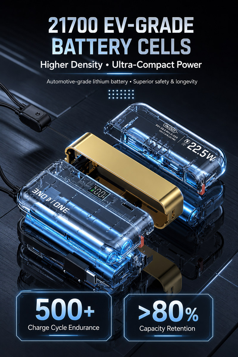 21700 EV-grade cell with 500+ cycles and over 80% capacity retention